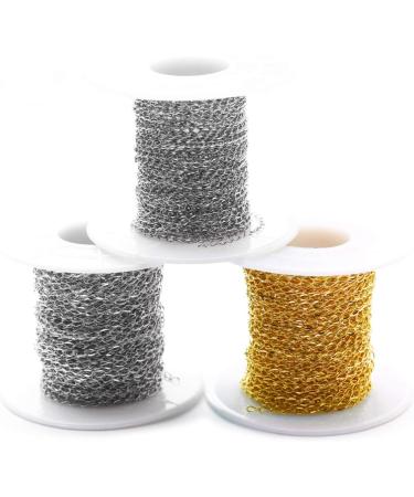 33FT Gold/Silver Twisted Cable Chains Stainless Steel Necklace Jewelry Chains Extender Link Bulk (2.0mm Width) - Ideal for Jewelry Making - Buy Online on GoSupps.com