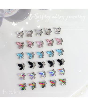 FEIlei 10Pcs/Set Nail Art Decor 3D Glitter Sparkling DIY Mini Nail Rhinestones Accessories Crystal Butterfly Nail Charm - Buy Online on GoSupps.com