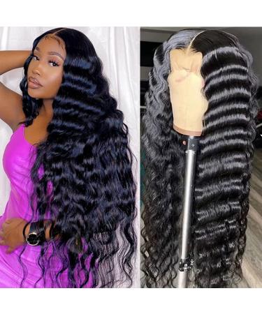 Loose Wave Lace Front Wigs Human Hair 13x4 HD Loose Deep Wave Lace Frontal Wigs with Baby Hair Pre Plucked 180% Density Brazilian Virgin Hair Lace Front Wig for Black Women Natural Hairline (24 Inch) 24 Inch 13 4 Loose W...