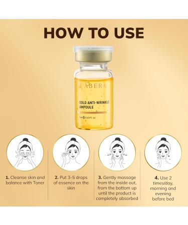 Abera Gold Anti-Wrinkle Ampoule Set Anti-Aging Serum For All Skin Type (3 x 0.23 fl.oz) - Buy Online on GoSupps.com