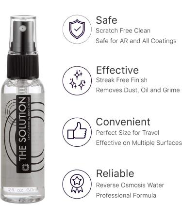 Solution Lens Cleaner Spray - Alcohol-Free 2oz Eyeglass Lens Cleaning Spray (Pack of 2) - Buy Online on GoSupps.com