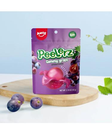 Amos 4D Peelable Gummy Grape Peelerz Gummy Grape Peeling Candy Resealable 6oz Bag Double the Amount of 3oz bags!