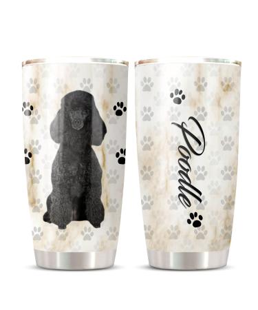 CHICKOR Poodle Tumbler - Black Poodle Travel Mugs For Dog Lovers Dog Print Cups Dishwasher Safe Tumbler Thermos Cups For Hot And Cold Drinks Dog Print Pattern Seamless Thermos Tumbler Tumbler Dog Poodle