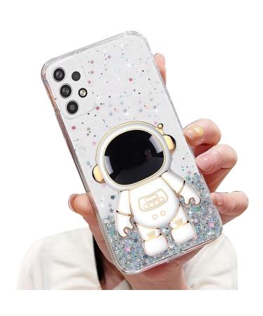 Tivenfezk Nadoli for Samsung Galaxy A33 5G astronaut Hidden Stand Cap caricature glitter stand soft silicone bling transparent protective cover samsung galaxy a33 5g clear