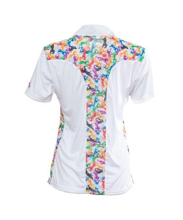 Anni Lyn Sportswear Women's Cool Breeze Polo Shirt White/Vibrant Horse Large