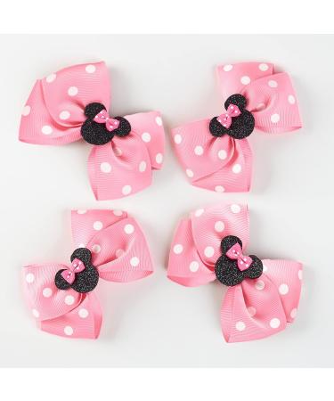 4Pcs 4Inch Polka Dot Pink Mouse Ears Bow Clips for Girls & Women - Birthday Party Decorations & Costume Hair Accessories - Buy Online on GoSupps.com