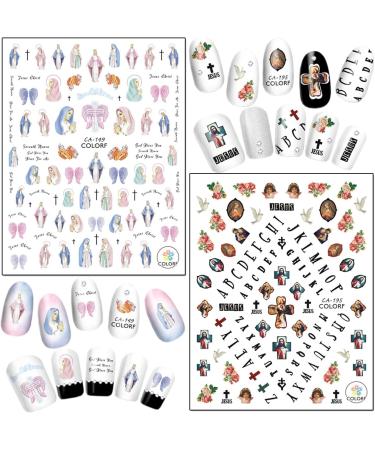 Holographic 3D Angel Nail Art Stickers - Jesus Nail Decals for Women, Girls & Manicure Decorations - Buy Online on GoSupps.com