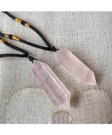 Crystal Reiki Hexagonal Pendulum Stone Crystal Quartz Necklace Amulet Natural Rose Crystal Quartz Pendant Necklaces for Women - Buy Online on GoSupps.com
