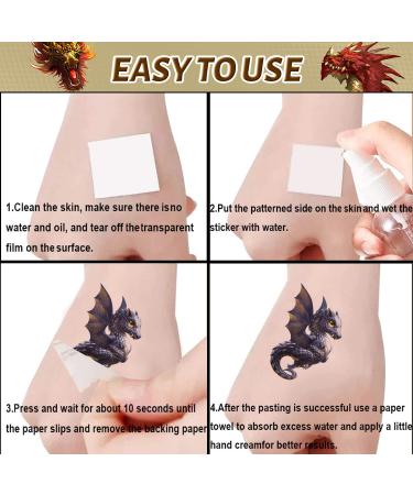 Dragon Temporary Tattoos - 300+ Pieces, 24 Sheets - Dragon Party Favors for Kids and Adults - Buy Online on GoSupps.com
