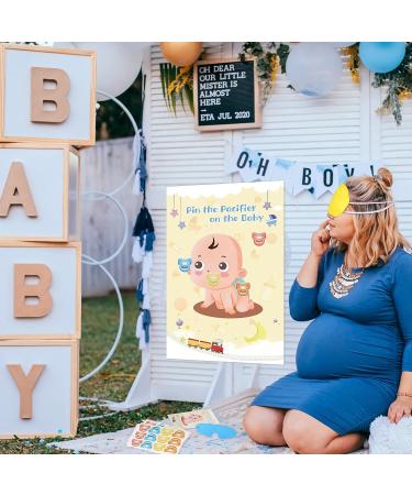 Hooqict Pin the Pacifier on the Baby Game Poster | Baby Shower Games Party Favors with 72pcs Stickers | Boys Girls Birthday Party Supplies - Buy Online on GoSupps.com