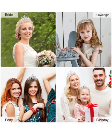 Lurrose Rhinestone Crystal Tiara Crown Set for Wedding, Bridal, Birthday, Pageant - 2 Pack - Buy Online on GoSupps.com