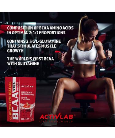 ActivLab BCAA Xtra Instant 800g - Amino Acids 2:1 5000mg 3.5g Glutamine for Muscle Regeneration - 80 Portions Watermelon Flavor - Best Pre & Post Workout Supplement - Buy Online on GoSupps.com
