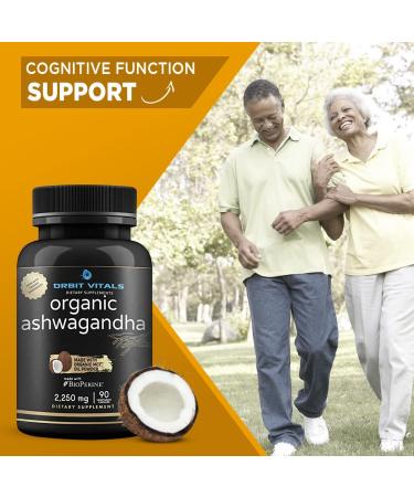 Organic Ultra High Strength Ashwagandha Root 2250mg with MCT Oil & Black Pepper - 90 Vegan Capsules for Stress & Immune Support - Buy Online on GoSupps.com