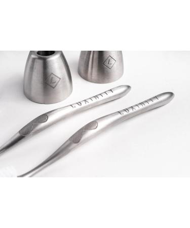 Luxinity Stainless Steel Manual Toothbrush - Starter Set with Replaceable Medium Bristle Head | Eco-Friendly & Durable - Buy Online on GoSupps.com