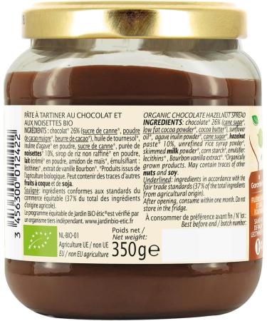 Jardin BiO tic - Chocolate Hazelnut spread - Sweet - AB certified - 350g jar - Buy Online on GoSupps.com