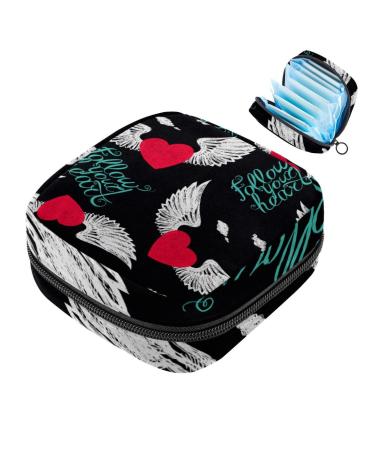 Portable women's binding-storage bags menstrual cup pocket female menstrual insert bag for teenage girls tampons for the first period love wing with follow your heart
