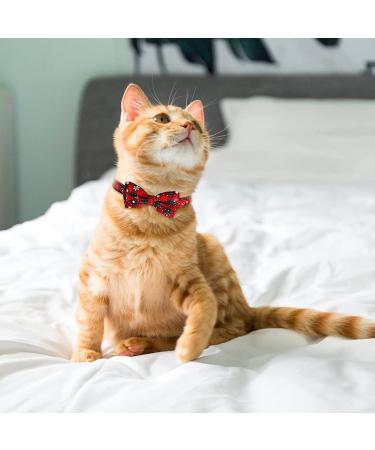 2 Pack Christmas Cat Collar Set with Bow Tie and Bell | Red Green Plaid Xmas Kitten Collar | Adjustable Breakaway Collar for Kitty Cat - Buy Online on GoSupps.com