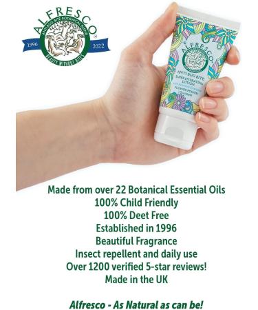 Alfresco Natural Mosquito Repellent Flower Power Lotion 50ml | DEET Free with 22 Essential Oils | Safe Bug Bite Protection for Kids & Babies - Buy Online on GoSupps.com