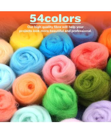 54 Colors Fiber Wool Yarn Roving for Needle Felting and Spinning - DIY Handcraft Supplies (Light Color) - Buy Online on GoSupps.com