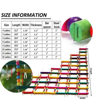 Bonaweite Bird Parrot Toys - Colorful Step Ladder Swing Bridge for Pet Training - 12 Ladders - Buy Online on GoSupps.com
