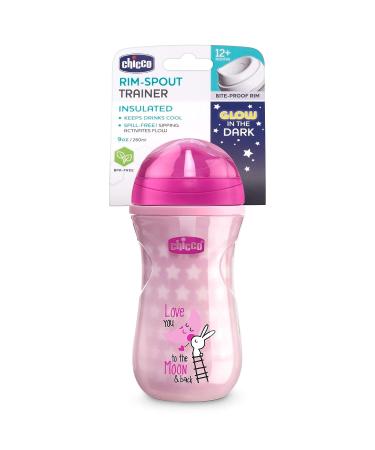 Chicco Glow In The Dark Insulated Rim Spout Trainer Sippy Cup 9oz Pink - Spill Free, 12m+ (1pk) - Buy Online on GoSupps.com