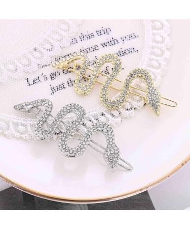 Yheakne Boho Crystal Snake Hair Clip Barrette Silver Rhinestone Pave Hair Barrette Pin Decorative Hair Pins Minimalist Hair Side Clips Hair Accessories for Women and Girls (Silver) - Buy Online on GoSupps.com