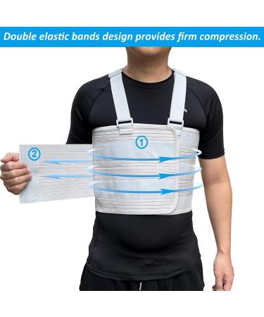Rib Injury Chest Binder Brace - Elastic Support Belt for Cracked Ribs - Compression Wrap for Men & Women (Large - 41 to 51  - Buy Online on GoSupps.com