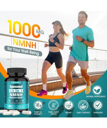 13 in 1 NMNH (Dihydronicotinamide Mononucleotide) 1000mg Per Serving NMN Supplement Alternative with Liposomal NAD+ and Resveratrol Non-GMO Gluten-Free for Anti-Aging Energy Focus 90 Capsules 90 Count (Pack of 1) - Buy Online on GoSupps.com