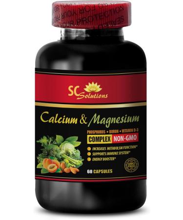 Calcium Magnesium and zinc Supplement - Calcium Magnesium Complex with Vitamin D and Boron - Muscle Supplement Mood Booster Immune Support Powder Supplement Mood Boosting - 1 Bottle 60 Capsules - Buy Online on GoSupps.com