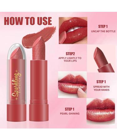  Ruwshuuk Iridescent Lipstick - Water-Resistant Lip Tint - Pack of 6 Moisturizing Travel Lipsticks Intense Color for Women - Buy Online on GoSupps.com