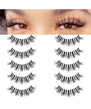 KSYOO Clear Band Dramatic Lashes 8-15mm D Curl Lashes Mink Fluffy Semi-dramatic 3D Multi-Layered Strip Lashes Reusable Invisible Band Strip Eye Lashes - 5 Pairs (Clear Band U6) (Clear Band U6)