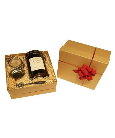 Rooibos Chocolate Charm Tea Gift Set Loose Leaf 100g in Caddy Wrapped with Tea Strainer and Measuring Spoon by TeaCakes of Yorkshire.