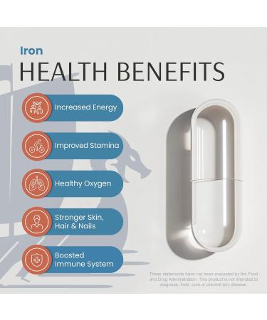 Vykee Nutrition Iron Supplement 36mg Iron (as Bisglycinate) | High Absorption Gentle On Stomachs | Vegan Non-GMO | Supports Energy Immune Health & Red Blood Cell Formation | 120 Capsules - Buy Online on GoSupps.com