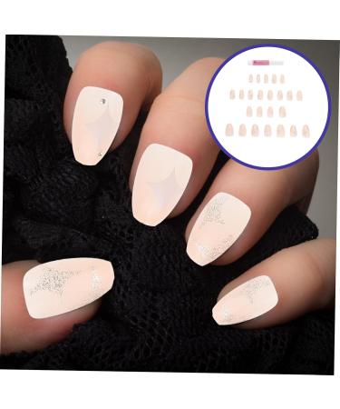 FOYTOKI 1 Set Nail Patch Manicure Fake Nails Nail Decorations for Nail Art Diy Nail Accessory Fake Nail Tip Long Fake Nails Fake Nails with Glue French Decor Plastic Girl Pink Sticker X4 - Buy Online on GoSupps.com