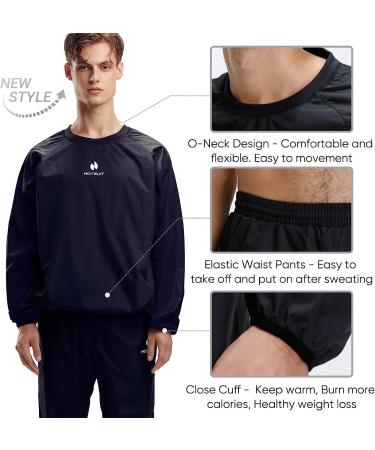 HOTSUIT Sauna Suit Men XX-Large Anti-Rip Sweat Suits for Gym Boxing Workouts - Black Jacket & Pants - Buy Online on GoSupps.com