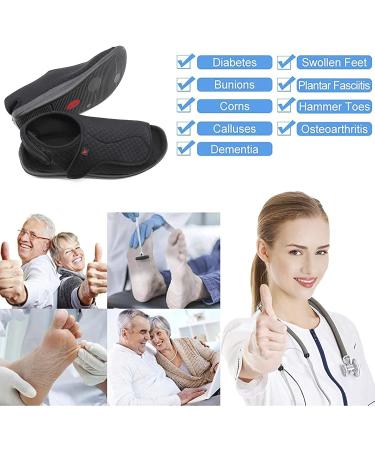 MEJORMEN Women's Diabetic Slippers - Extra Wide Width, Adjustable Strap, Open Toe Walking Shoes - Ideal for Diabetic, Edema, Swollen Feet, Plantar Fasciitis, Elderly - Size 8, Black - Buy Online on GoSupps.com