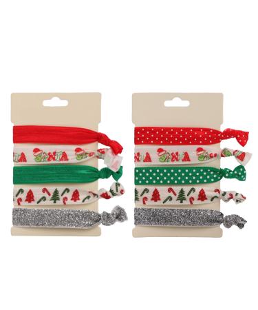 Miaija 10Pieces Christmas Elastic Hair Ties Colorful Ponytail Holder Hair Band Mixed Pattern Xmas Hair Decoration for Girls and Woman Party Favors Gifts