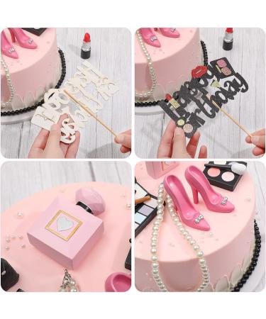 10 Pcs Makeup Cake Topper | Cosmetics Birthday Decorations | 3D Resin Bridal Shower Topper | Lipstick Perfume Eye Shadow Blush | Spa Theme Party Supplies for Girls Women - Buy Online on GoSupps.com