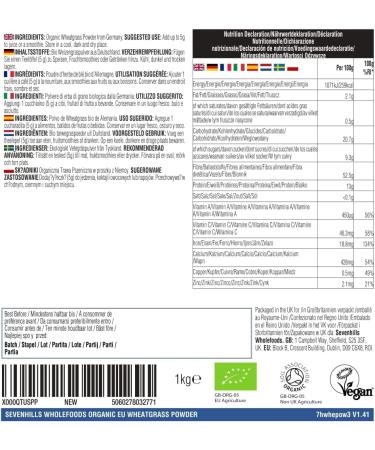 Buy Sevenhills Wholefoods Organic Wheatgrass Powder 1kg - Premium EU Quality - International Shipping Available - Buy Online on GoSupps.com