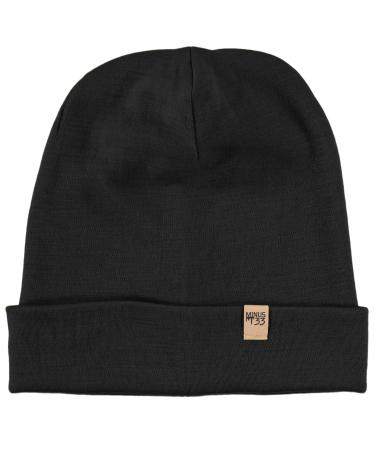 Ridge Cuff Beanie - 100% Merino Wool - Warm Winter Hat One Size Black