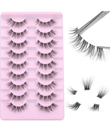 DIY Cat Eye Cluster Lashes Set - 9 Pairs of Natural Look Faux Mink Strips with Scissors - Clear Band for Individual Application - Buy Online on GoSupps.com