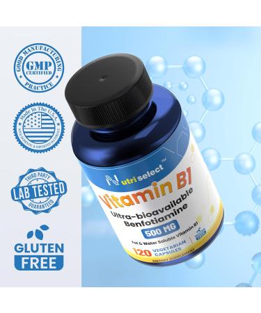 Nutriselect 120 Capsules containing 500 mg of Vitamin B1 formulated with Benfotiamine and is Non-GMO Vegan and Gluten-Free (1) - Buy Online on GoSupps.com