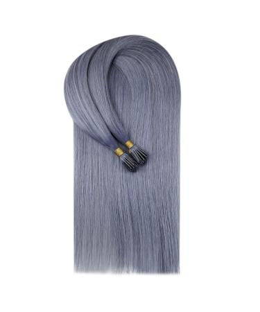 Runature Real Hair Extensions - Gray Blue 45 cm Remy Keratin I-Tip | 25 Strands 18 Inch #GrayBlue #LightBlue - Buy Online on GoSupps.com