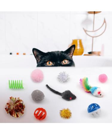 QUOZUO 31 pcs Cat Toys Variety Pack for Kitty 2 Way Tunnel Cat Feather Teaser Cat mouse Toy Cat Crinkle Balls Cat Balls with Bell Catnip Toys for Indoor Cats Kittens Toys - Buy Online on GoSupps.com