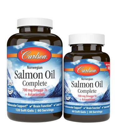 Carlson Labs Norwegian Salmon Oil Complete 120 + 60 Free Soft Gels