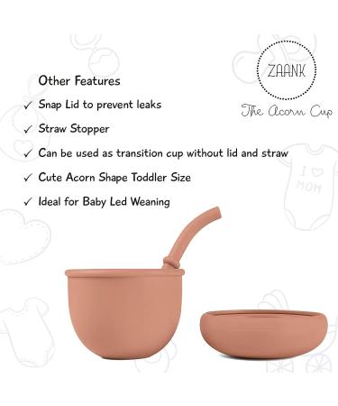 Zaank Silicone Sippy Cup with Straw | Toddler Transition Training Cup | BPA Free & Shatterproof | Dishwasher Safe | 6oz (Rusty-Beige 2) - Buy Online on GoSupps.com