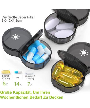 Partier 7-Day Pill Organizer Box - German Tablet Box Weekly Pill Dose Case in Small Oak - 1 Piece (7 Pack) for Easy Medication Management - Buy Online on GoSupps.com