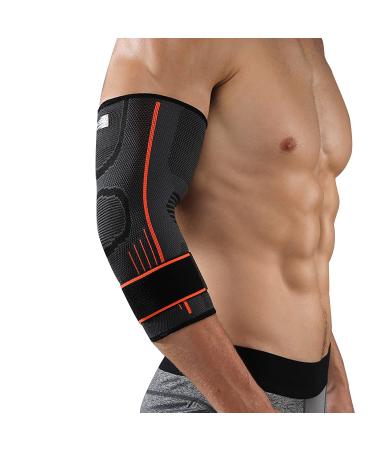 SPOTBRACE Elbow Brace Support 2 PACK Compression Sleeve Adjustable for Women and Men - Orange L/XL (9.4) - Buy Online on GoSupps.com