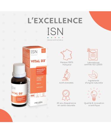 ISN - Vital D3 - 1000 UI - Compl ment Alimentaire riche en Vitamine D3 - Origine 100% Naturelle - Capital Osseux & Soutien de l'Immunit - Go t Neutre - Flacon Compte-gouttes 20ml - Buy Online on GoSupps.com