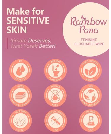 RainbowPana Feminine Wipes - 40 Count | Flushable & Travel Wipes for Women | pH Balanced Aloe & Vitamin E | On-the-Go Pre/Post-Intimacy Cleansing - Buy Online on GoSupps.com